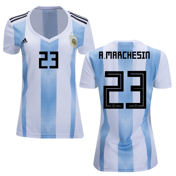 Women's Argentina #23 A.MARCHESIN Home Soccer Country Jersey - Click Image to Close